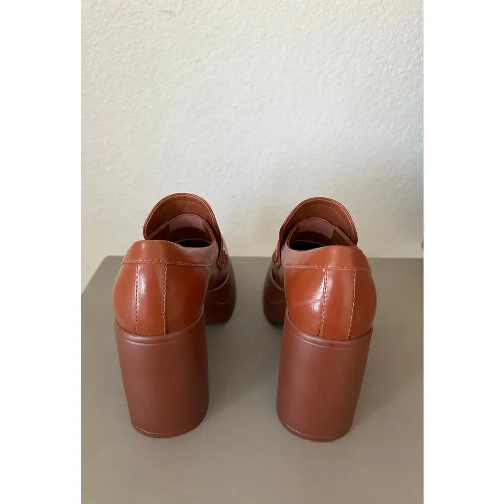 Steve Madden Perry Platform Loafers in Cognac Brown - 6